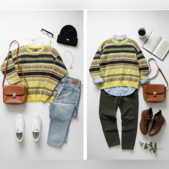 Vintage Sweaters - Vtg 90s ITC Grandpa Fair Isle Slouchy Sweater XXL NWT